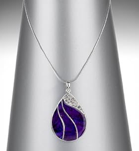 Silver Plated Crystal Wave Pendant Necklace