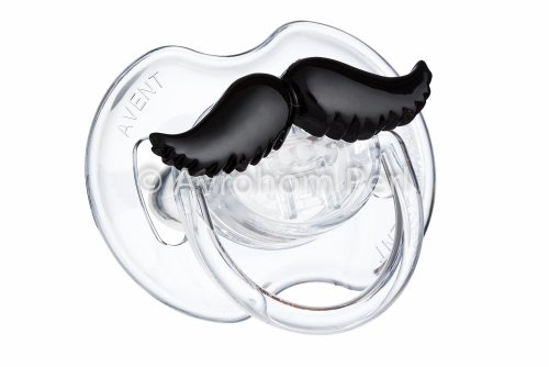 Rugged Mustache AVENT Pacifier (0-6 Months, Black)