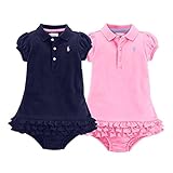 ポロ ラルフローレン POLO RALPH LAUREN ワンピース 半袖 襟付き ベビー 子供 女の子 ドレス 12M,ネイビー [並行輸入品]