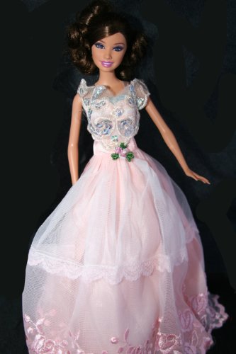 Light Pink Barbie Sized Doll Wedding Dress