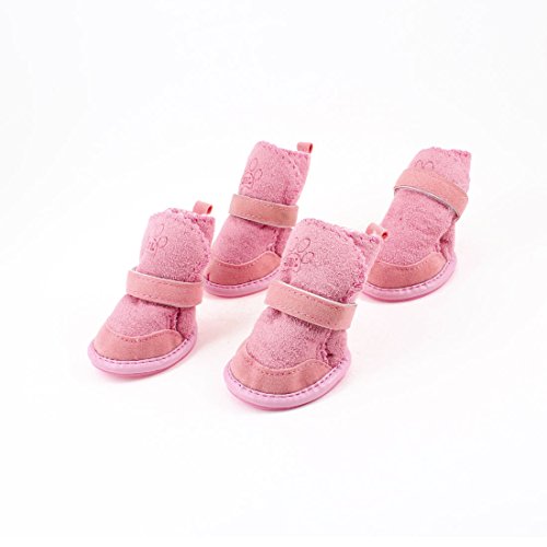 Pink Nonslip Sole Velcro Booties Pug Dog Chihuahua Shoes Boots 2 Pair XXS