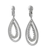 Sterling Silver Large Tear Drop Design CZ Earrings