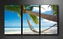 Bild auf Leinwand Strand 160 x 90 cm 3 Teile Modell-Nr. XXL 1039 Bilder fertig gerahmt&nbsp;mit Keilrahmen riesig. Ausführung Kunstdruck als Wandbild mit Rahmen. Günstiger als Ölbild Gemälde Poster Plakat mit Bilderrahmen
