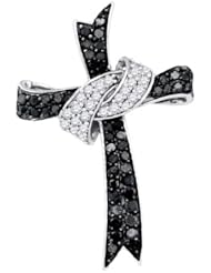0.76CTW-DIA BLACK DIAMOND CROSS PENDANT