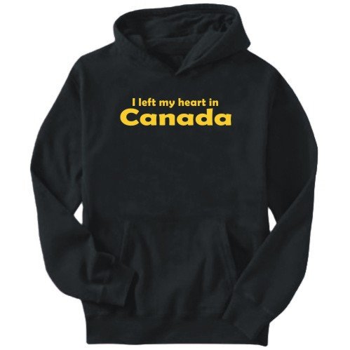 Hoodie Mens Black  I LEFT MY HEART IN Canada  Countries
