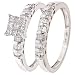 3/4 CT. T.W. Princess, Baguette Cut Diamond Women's Bridal Wedding Ring Set 10K White Gold - Size 7