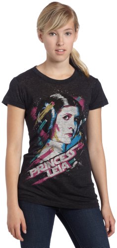 Junk Food Juniors Star Wars Princess Leia Loose Knit Triblend Short Sleeve Crew T-Shirt, Charcoal, X-Large