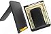 Black Fine Leather Hand Crafted Man's Men's Mini Wallet Credit Card Holder with Megnetic Cash Money Clip