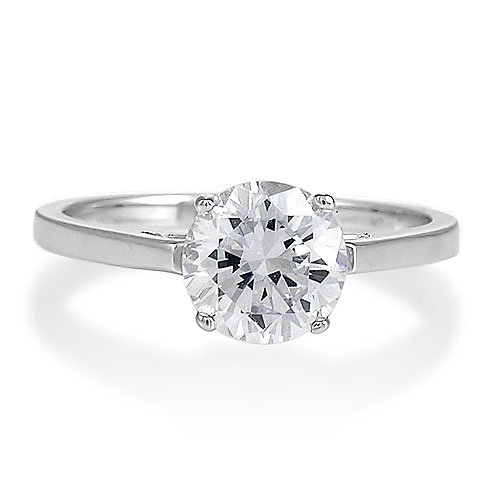 Sterling Silver 1.3ct Round Cubic Zirconia CZ Solitaire Promise Ring - Nickel Free Valentine Engagement Ring