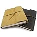 American-Made Classic Leather Writing Journal with Wood Bookmark, Refillable 5x8, 224 Lined Pages (Taupe Brown with Umbrella Icon)