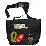 Premium Deluxe Dog Pet Training Treat Bait Bag Pouch, Black, with FREE Clicker by Downtown Pet Supply