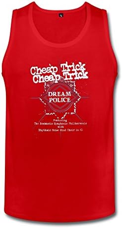 GSTON Cheap Trick Dream Police Cotton Tank Top For Mens Red XL
