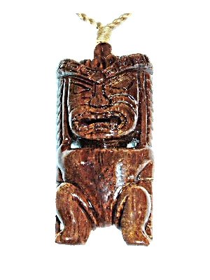 HAWAIIAN TIKI CARVED KOA WOOD PENDANT
