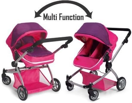Deluxe Twin Doll Pram/Stroller -Pink by Doll Strollers Pro