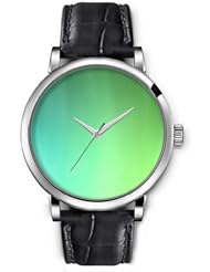 SPRAWL Aanalog Fashion Series Silver Ladies Watches of Genuine Black Leather Strap,Unique Wrist Watch for Women Girls Designed with Set of green
