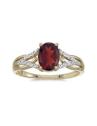 10k Yellow Gold Oval Garnet And Diamond Ring