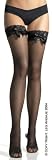 Lace Top Lycra Fisnet Thigh Hi With Bow