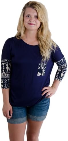 Yahada Stripe Sleeve Tunic Navy L Womens Shirt