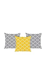 Apolena Set Funda De Cojín 3 Uds. (Gris/Amarillo/Blanco)