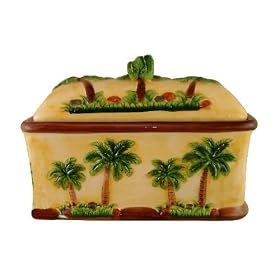 BREAD BOX 3-D,PALM TREE DECOR,TOAST JAR by BMG