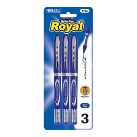 Bazic Royal Rollerball Pen, Blue, 3 per Pack (Case of 144) (1722-144)