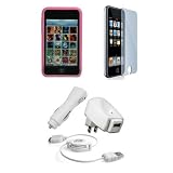 Apple iPod Touch 3G Accessories. Premium Accessory Kit for iPod Touch 3rd Generation: Pink Silicone Skin Case Cover Protection + USB Car Auto DC Charger + USB Travel Home AC Charger + USB Retractable Cable + Full body Screen Protector