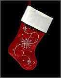 18 Red and White Beaded Embroidered Velvet Christmas Stocking