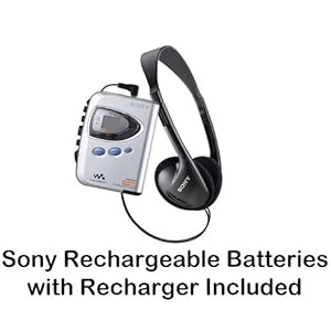 Sony Walkman Digital Tuning Slim Lightweight AM FM Mega Bass Stereo Radio with Tape Cassette Player, Weather Band, 33 Preset Stations, DX Exceptional Reception, Belt Clip, Over the Head Stereo Headphones & Passive Portable Speakers - Plus Sony Rechargeable Batteries with Recharger (Electronics)