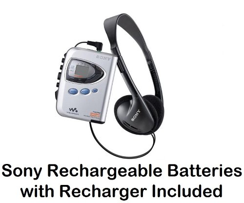 Sony Walkman Digital Tuning Slim Lightweight AM FM Mega Bass Stereo Radio with Tape Cassette Player Weather Band 33 Preset Stations DX Exceptional Reception Belt Clip Over the Head Stereo Headphones Passive Portable Speakers Plus Sony Rechargeable Batteries with Recharger Electronics