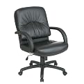 Deluxe Mid Back Executive Chair Faux Leather - Black