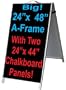 NEOPlex 24" x 48" Aluminum Sidewalk Sandwich Board A-frame Sign w/Chalkboard Insert Panels