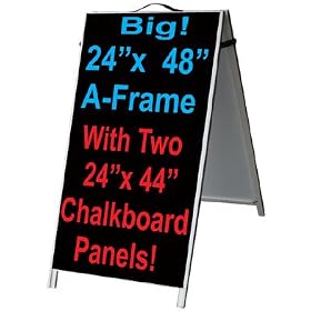 NeoPlex 24"x48" Aluminum Sidewalk Sandwich Board w/Chalkboard Panels