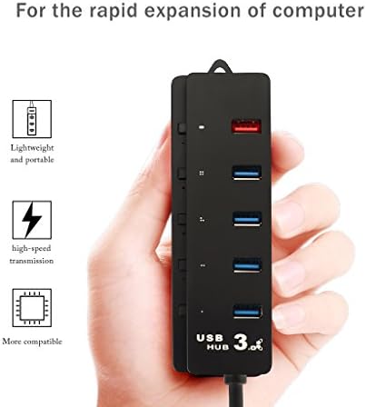High Speed 4 Port USB 3.0 HUB + 5v 2a Smart Charging Port with Individual Power Switches and LED Indicators