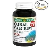 Nature's Bounty Coral Calcium Plus Vitamin D & Magnesium, 1000 mg, 120 Capsules Pack of 2