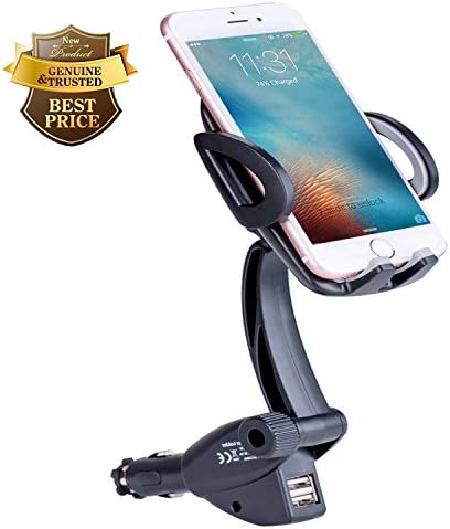 Car Phone Holder, Aakia Muti-Function Cellphone Car Mount Cradle with With Dural USB Ports Charger for iPhone7/7Plus/6/6S/6SPlu/5S/5,Samsung,Nexus,Nokia,HTC-1 Year Warranty