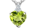 1.76 cts Genuine 8mm Heart Shaped Peridot Pendant - 14kt White or Yellow Gold