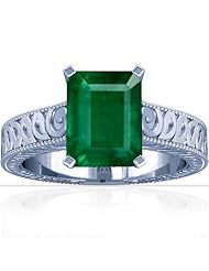 Platinum Emerald Cut Emerald Solitaire Ring