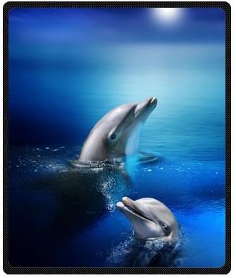 Popular Funny dolphin Soft and Cozy Print Throw Fleece Blanket, 50 by 60-Inch