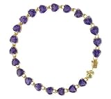 14 KT Yellow Gold Amethyst Heart 14K Tennis Bracelet 7.5 