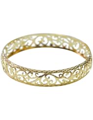 14k Gold Plated Bracelet Bangle Filigree Designer Vintage Cuff Antique - Nickel Free