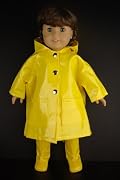A Yellow Rain Slicker Coat with Yellow Rain Boots Designed for 18 Inch Doll Like the American Girl Dolls