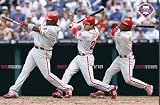 Phillies - Howard, Rollins, Utley by Unknown. PLAQUE MOUNTED. 34.00 inches width by 22.00 inches height. Highest Quality Art Poster Print