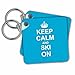 3dRose Keep Calm and Ski On Blue Carry On Skiing Hobby Or Professional Skier Gifts Fun Funny Humor Key Chains, Set of 2 (kc_157773_1)