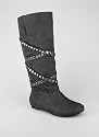 Stud Grommet Suede Slouchy Boot