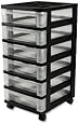 IRIS 6-Drawer Cart with Organizer Top and Casters, Black