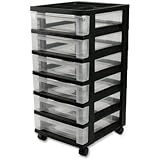 IRIS 6-Drawer Cart with Organizer Top and Casters, Black