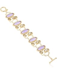 Gold Plated Brass Toggle Bracelet with Multi-Color Glass