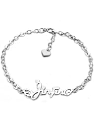 Honeystore Girls 3mm Personalized Name 925 Sterling Silver White Gold Plated Bracelet Color White Length 7.48 inch