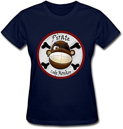 WAWPU Women's Smiling Pirate Monkey Short Sleeve T Shirt sizekey Royal Blue