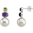 14K White Gold Paspaley South Sea Cultured Pearl, Peridot and Amethyst Earrings